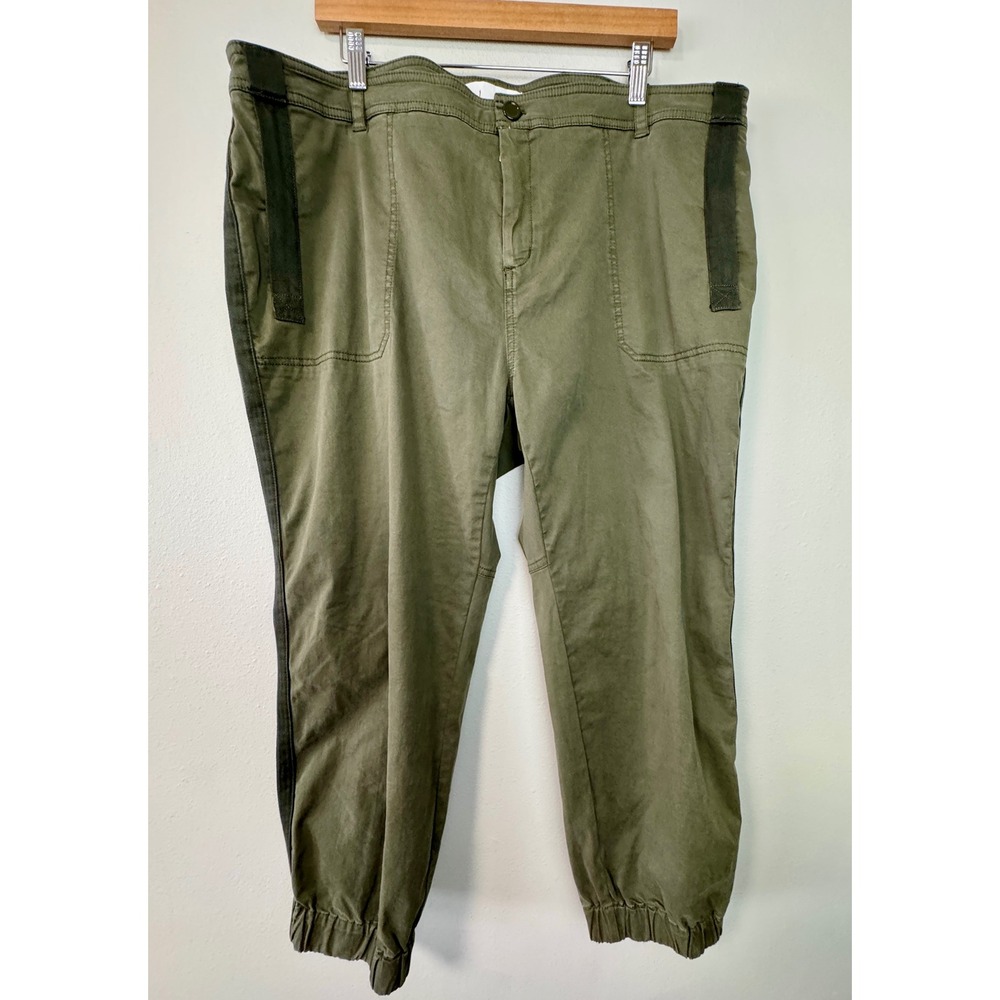 Anthropologie Olive Green Utility Tech Jogger Pants Contrast Stripe Womens 18W - Picture 11 of 11